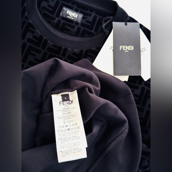 NWT! Fendi Sweatshirt Black Wool Pullover FF Logo Pattern Size Large Authentic! - Picture 13 of 15
